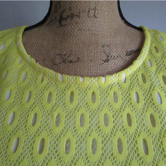 Y2K Vintage Bisou Bisou Yellow Lace Sheath Dress L 14 Crochet Overlay Boho Glam - Picture 16 of 17